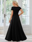 Simple Pleated Empire Waist A-Line Bridesmaid Dress – Black