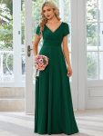 Simple Pleated Empire Waist A-Line Bridesmaid Dress – Dark Green