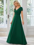 Simple Pleated Empire Waist A-Line Bridesmaid Dress – Dark Green