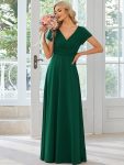 Simple Pleated Empire Waist A-Line Bridesmaid Dress – Dark Green