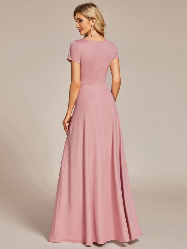 Simple Pleated Empire Waist A-Line Bridesmaid Dress - Dusty Rose