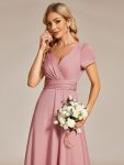 Simple Pleated Empire Waist A-Line Bridesmaid Dress – Dusty Rose