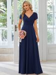 Simple Pleated Empire Waist A-Line Bridesmaid Dress – Navy Blue