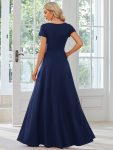 Simple Pleated Empire Waist A-Line Bridesmaid Dress – Navy Blue