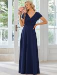 Simple Pleated Empire Waist A-Line Bridesmaid Dress - Navy Blue