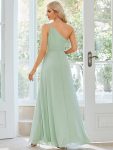 Flowy Chiffon One-Shoulder with Three Straps Bridesmaid Dress – Mint Green