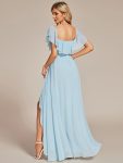 Elegant Chiffon High-Low Off The Shoulder Bridesmaid Dress – Sky Blue