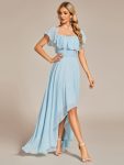 Elegant Chiffon High-Low Off The Shoulder Bridesmaid Dress – Sky Blue