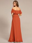 Elegant Chiffon High-Low Off The Shoulder Bridesmaid Dress – Burnt Orange