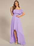 Elegant Chiffon High-Low Off The Shoulder Bridesmaid Dress – Lavender