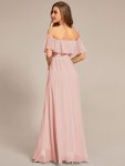 Elegant Chiffon High-Low Off The Shoulder Bridesmaid Dress – Pink