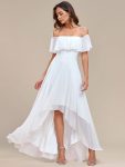 Elegant Chiffon High-Low Off The Shoulder Bridesmaid Dress – White