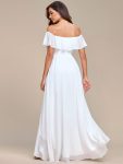 Elegant Chiffon High-Low Off The Shoulder Bridesmaid Dress – White