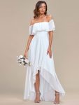 Elegant Chiffon High-Low Off The Shoulder Bridesmaid Dress - White