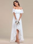 Elegant Chiffon High-Low Off The Shoulder Bridesmaid Dress – White