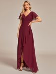 Charming Chiffon Bridesmaid Dress with Lotus Leaf Hemline – Burgundy