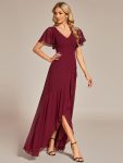 Charming Chiffon Bridesmaid Dress with Lotus Leaf Hemline – Burgundy