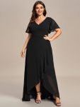 Charming Chiffon Bridesmaid Dress with Lotus Leaf Hemline – Black