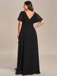 Charming Chiffon Bridesmaid Dress with Lotus Leaf Hemline – Black