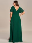 Charming Chiffon Bridesmaid Dress with Lotus Leaf Hemline – Dark Green