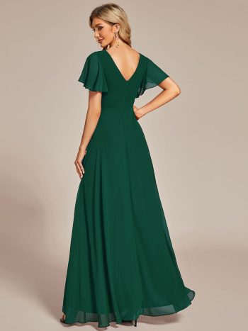 Charming Chiffon Bridesmaid Dress with Lotus Leaf Hemline - Dark Green