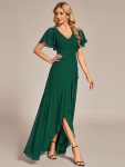 Charming Chiffon Bridesmaid Dress with Lotus Leaf Hemline – Dark Green