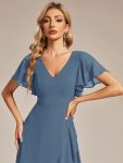 Charming Chiffon Bridesmaid Dress with Lotus Leaf Hemline – Dusty Navy