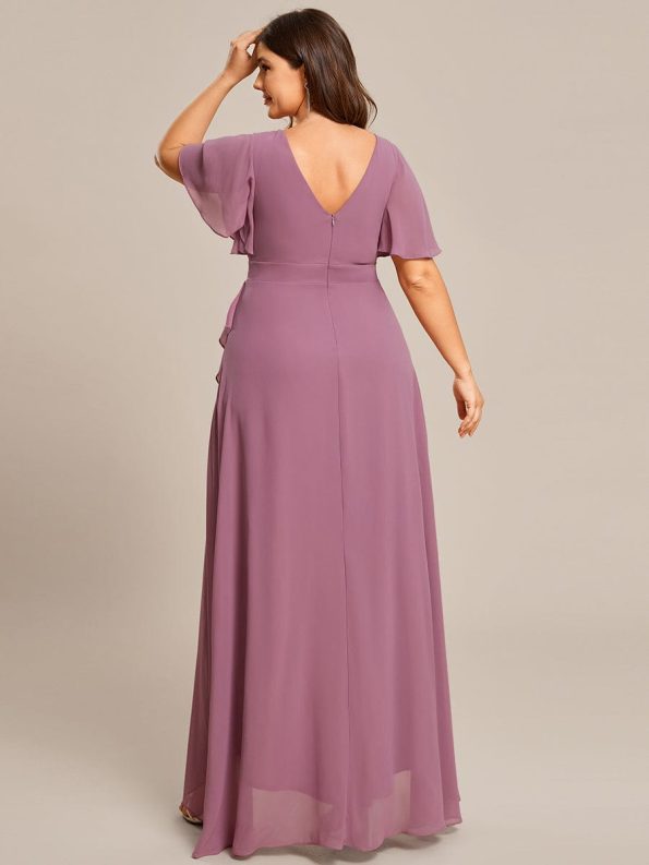 Charming Chiffon Bridesmaid Dress with Lotus Leaf Hemline - Purple Orchid