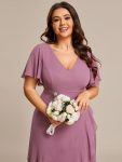 Charming Chiffon Bridesmaid Dress with Lotus Leaf Hemline – Purple Orchid