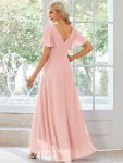 Charming Chiffon Bridesmaid Dress with Lotus Leaf Hemline – Pink