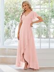 Charming Chiffon Bridesmaid Dress with Lotus Leaf Hemline – Pink