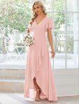 Charming Chiffon Bridesmaid Dress with Lotus Leaf Hemline – Pink