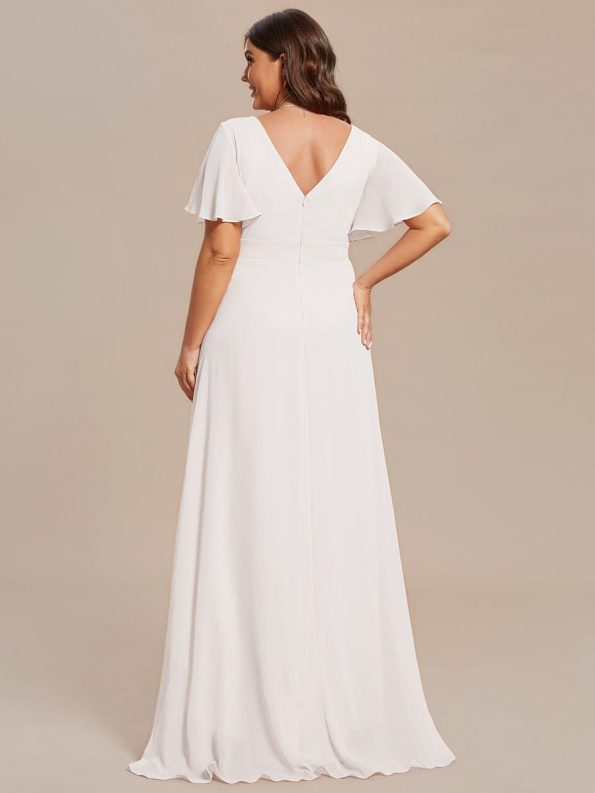 Charming Chiffon Bridesmaid Dress with Lotus Leaf Hemline - White