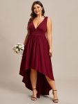 Elegant High-Low Sleeveless Empire Waist Bridesmaid Dress – Burgundy