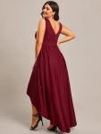 Elegant High-Low Sleeveless Empire Waist Bridesmaid Dress – Burgundy