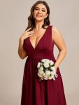 Elegant High-Low Sleeveless Empire Waist Bridesmaid Dress – Burgundy