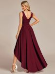 Elegant High-Low Sleeveless Empire Waist Bridesmaid Dress – Burgundy