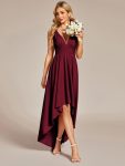 Elegant High-Low Sleeveless Empire Waist Bridesmaid Dress – Burgundy