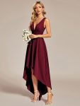 Elegant High-Low Sleeveless Empire Waist Bridesmaid Dress – Burgundy