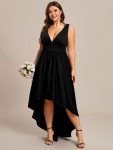 Elegant High-Low Sleeveless Empire Waist Bridesmaid Dress – Black