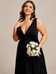 Elegant High-Low Sleeveless Empire Waist Bridesmaid Dress – Black