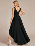 Elegant High-Low Sleeveless Empire Waist Bridesmaid Dress – Black