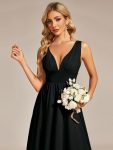 Elegant High-Low Sleeveless Empire Waist Bridesmaid Dress – Black