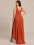 Elegant High-Low Sleeveless Empire Waist Bridesmaid Dress – Burnt Orange