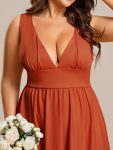 Elegant High-Low Sleeveless Empire Waist Bridesmaid Dress – Burnt Orange