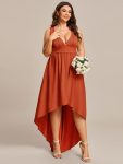 Elegant High-Low Sleeveless Empire Waist Bridesmaid Dress – Burnt Orange