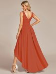 Elegant High-Low Sleeveless Empire Waist Bridesmaid Dress – Burnt Orange