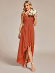 Elegant High-Low Sleeveless Empire Waist Bridesmaid Dress – Burnt Orange