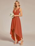 Elegant High-Low Sleeveless Empire Waist Bridesmaid Dress – Burnt Orange