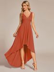 Elegant High-Low Sleeveless Empire Waist Bridesmaid Dress – Burnt Orange